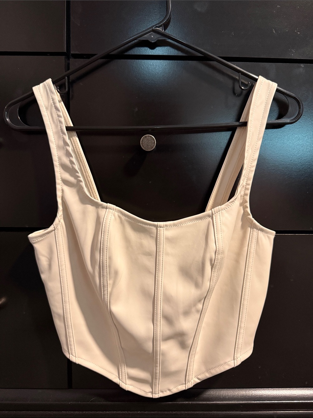 Sincerely Jules Cream Corset-Style Square Neck Crop Top